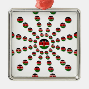 Ornement En Métal Drapeau du Kenya Motif radial : Art et Décor patri