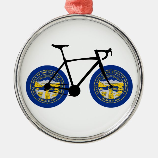 Ornement En Métal Drapeau du Nebraska à vélo (Devant)