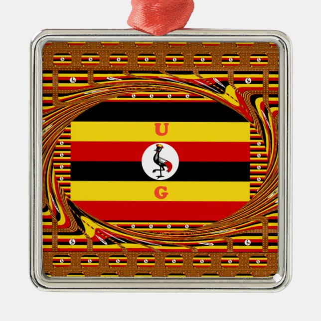 Ornement En Métal Drapeau national de l'Ouganda (Devant)