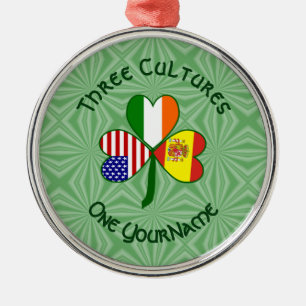 Ornement En Métal Drapeaux Américains Irlandais Espagnols Shamrock V