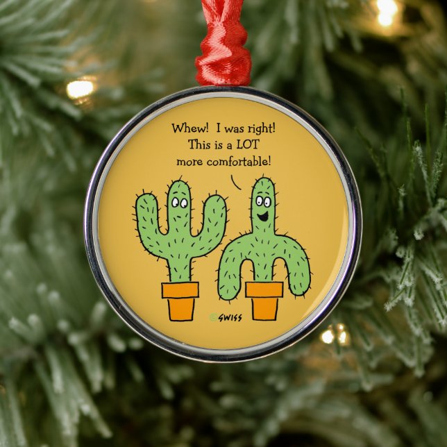 Ornement En Métal Drôle Cactus Cartoon Texas Arizona Cactus Noël (Arbre)