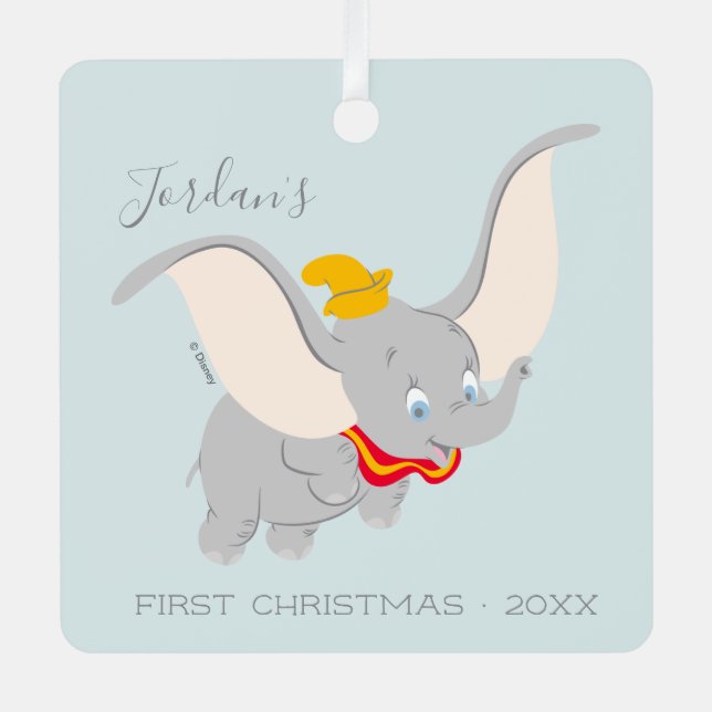 Ornement En Métal Dumbo | Premier Noël du bébé (Recto)