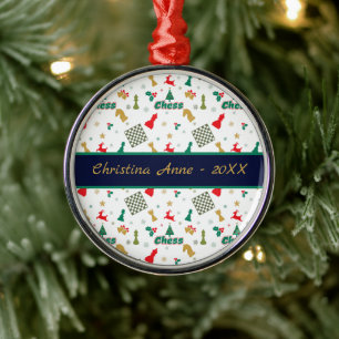 Ornement En Métal Échecs de Noël - Pièces, Arbre, Holly, Rennes