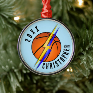 Ornement En Métal Éclair Basket-ball Noël