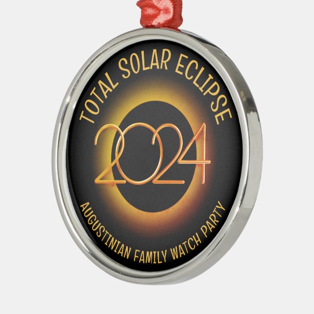 Ornement En Métal Éclipse solaire totale personnalisable 2024 (Gauche)
