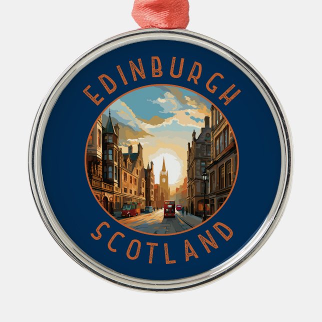 Ornement En Métal Edimbourg Scotland Retro Cercle en détresse (Devant)