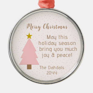 Ornement En Métal Élégant Joli Solo Pink Christmas Tree, Golden Star