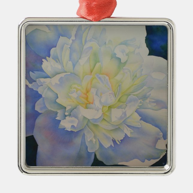 Ornement En Métal Elégante aquarelle fleurie de pivoine blanche (Devant)