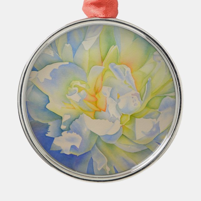 Ornement En Métal Elégante aquarelle fleurie de pivoine blanche (Devant)