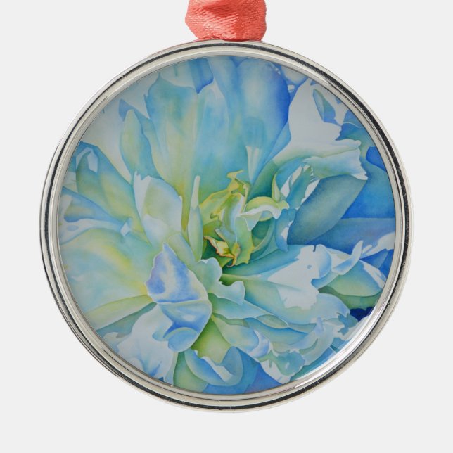 Ornement En Métal Elégante couleur bleue turquoise florale (Devant)