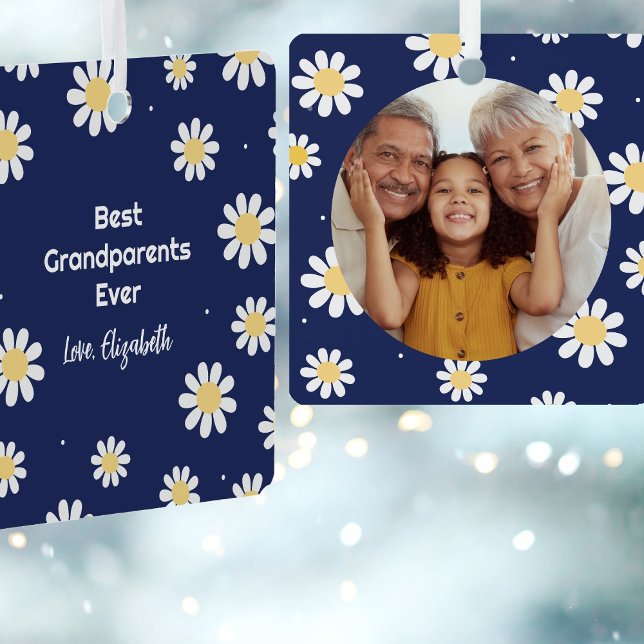 Ornement En Métal Elégante Marguerite Blanche Meilleur Grand-Parents (Créateur téléchargé)