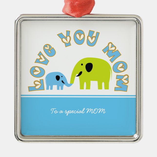 Ornement En Métal Eléphants mignons Mère Enfant Fête des mères cadea (Devant)