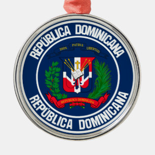 Ornement En Métal Emblème rond de la République Dominicaine