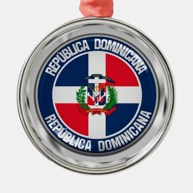 Ornement En Métal Emblème rond de la République Dominicaine (Devant)