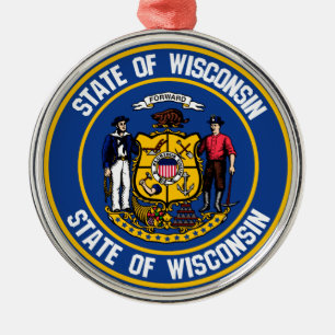 Ornement En Métal Emblème rond du Wisconsin