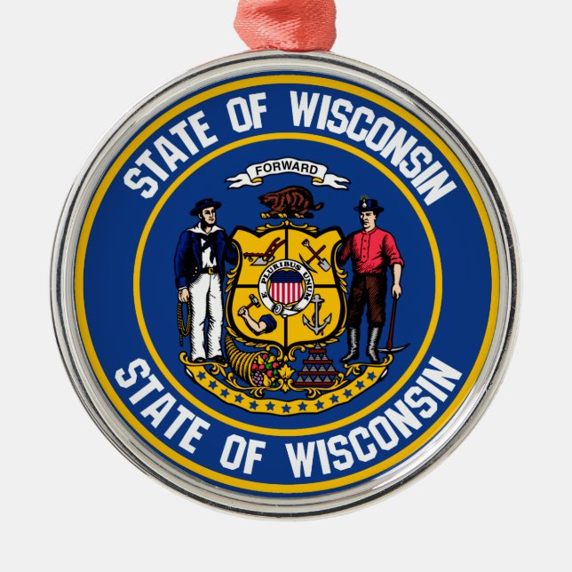 Ornement En Métal Emblème rond du Wisconsin (Devant)
