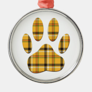 Ornement En Métal Empreinte de patte de chien Tartan