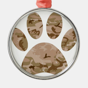 Ornement En Métal Empreinte de patte en détresse de Camo Dog du dése