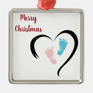 ORNEMENT EN MÉTAL ***EMPREINTES DE BÉBÉ*** ORNAMENT DE NOËL