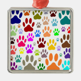 Ornement En Métal Empreintes de pattes de chiens colorés partout