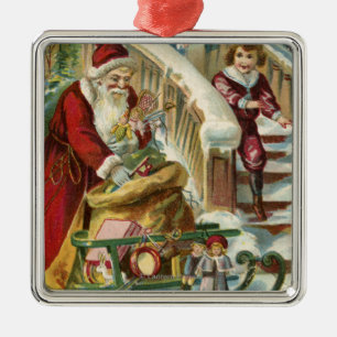 Ornement En Métal Enfants courant pour saluer Père Noël