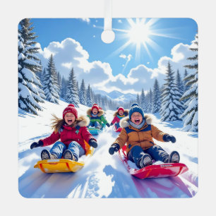 Ornement En Métal Enfants Dormir Noël d'hiver