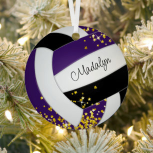 Ornement En Métal étoiles d'or violet noir volleyball équipe idées c