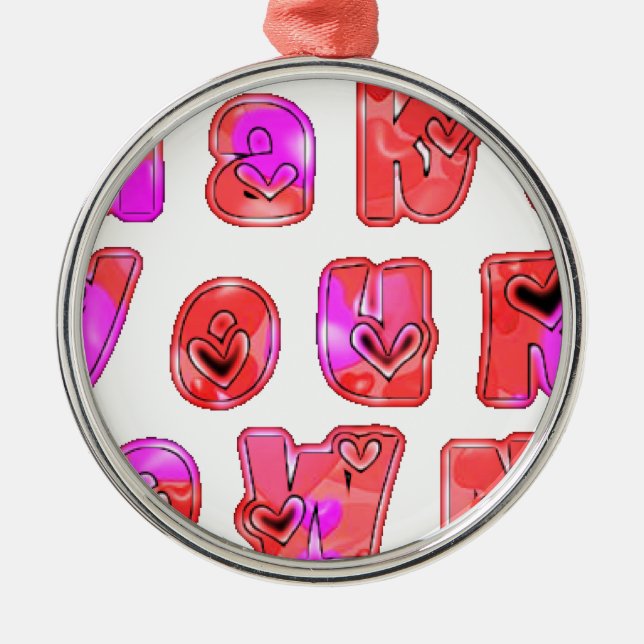 Ornement En Métal Faites votre propre coeur Art Design d'impression (Devant)
