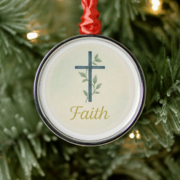 Ornement En Métal “Faith” Watercolor Christmas Ornament