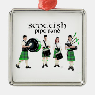 Ornement En Métal Fanfare Écossaise - Kilts Verts