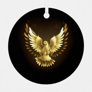 Ornement En Métal Faux Gold Foil Peace Dove en noir