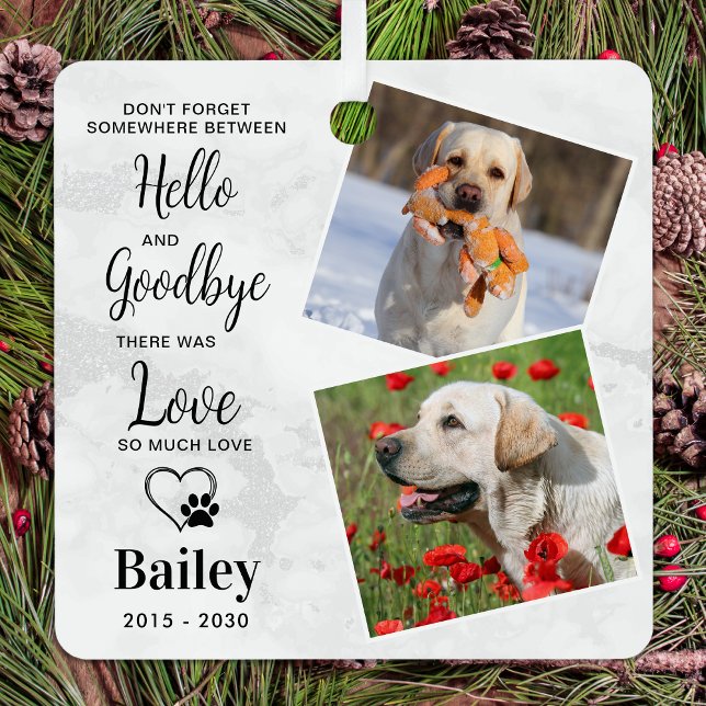 Ornement En Métal Favori Hello Custom 2 Photo Dog Pet Memorial (Créateur téléchargé)