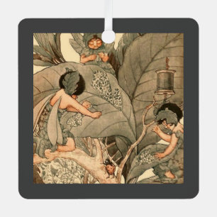 Ornement En Métal Fées des feuilles réparant les feuilles