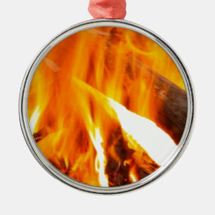 Ornement En Métal Feu de camp chaud avec l'ornement de Noël en bois