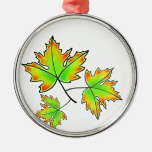 Ornement En Métal Feuille d'érable, botanique, rouge orange feuilles