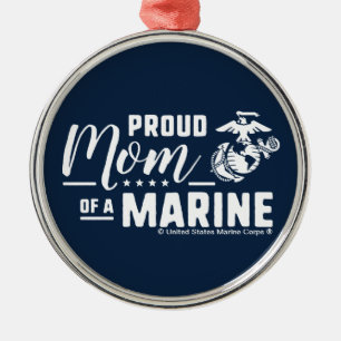 Ornement En Métal Fier maman d'une Marine - Blanc