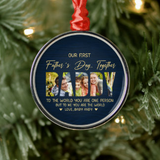 Ornement En Métal First Father’s Day with Daddy – Custom Photo Gift