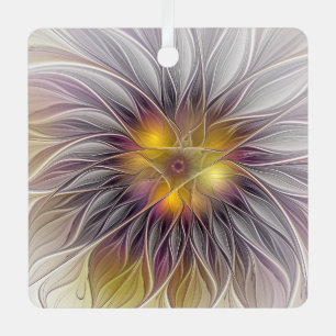 Ornement En Métal Fleur colorée lumineuse, fractale moderne abstrait