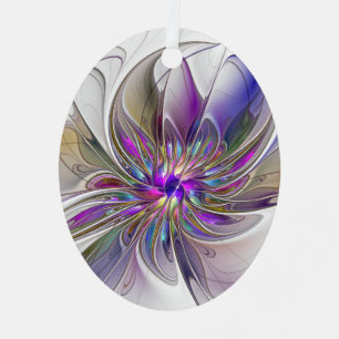 Ornement En Métal Fleur d'art fractal abstrait énergique et coloré