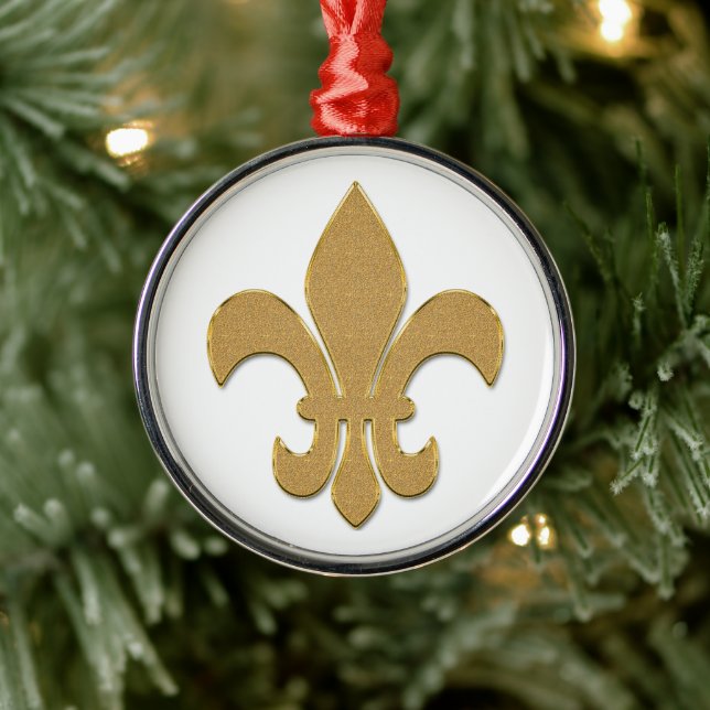 Ornement En Métal Fleur de lis en or brillant (Arbre)