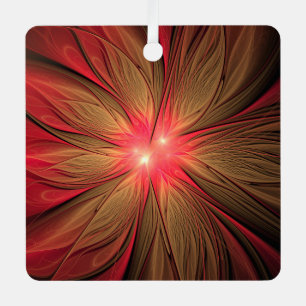 Ornement En Métal Fleur fractale de fansy rouge