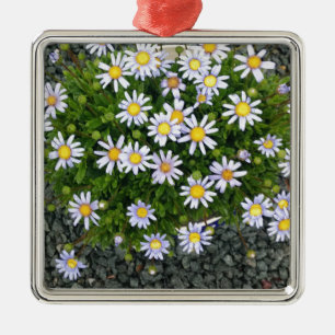 Ornement En Métal Fleurs de Margarita jaune blanc avec cailloux gris