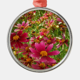 Ornement En Métal Fleurs de marguerite rose et jaune brillantes