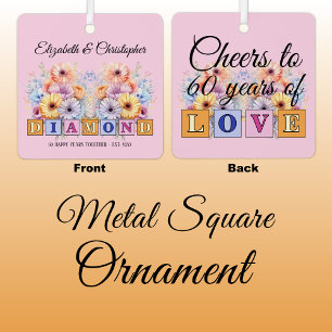 Ornement En Métal fleurs roses pour le 60e anniversaire de mariage d