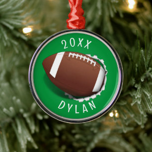 Ornement En Métal Football fin Noël