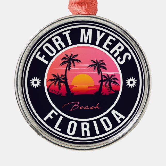 Ornement En Métal Fort Myers Beach Retro - Florida Souvenirs (Devant)