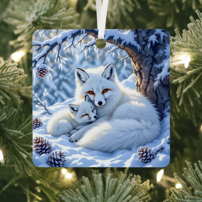 Ornement En Métal Foxes Themed Personalized Christmas (Insitu)