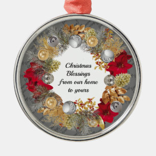 Ornement En Métal FROM OUR HOME TO YOURS   Gray   Christmas Wreath