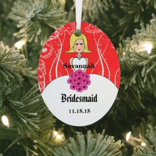 Ornement En Métal Fuchsia & Coral Mariage Gown Bridesmaid Orament