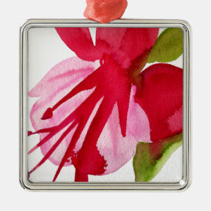 Ornement En Métal Fuchsia pop art watercolour flower